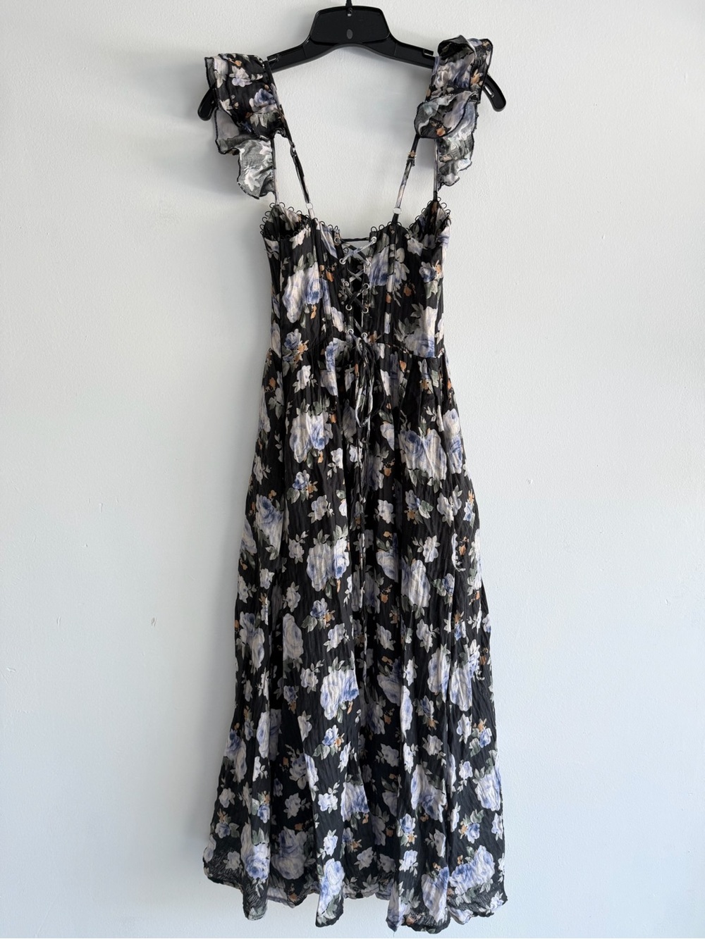 ASTR the Label Wedelia Black Blue Floral Bustier Midi Dress Small 8207 - Picture 6 of 14